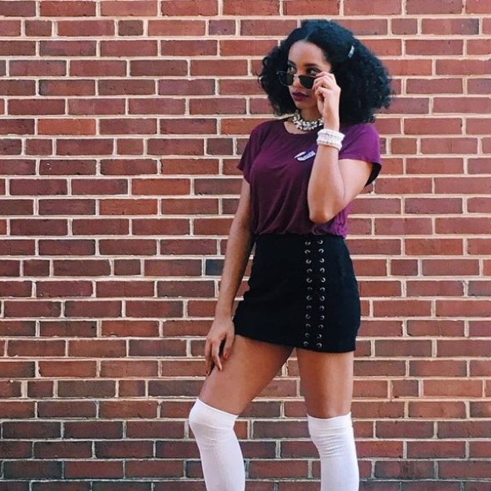 Faux suede Black mini skirt